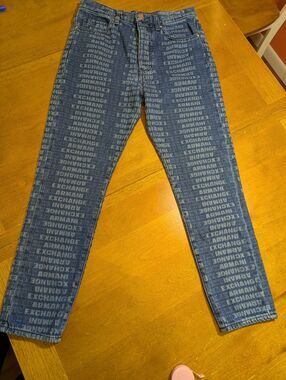 ARMANI EXCHANGE Logo Print High‑Waist Carrot Jeans Size 27 – Designer Denim